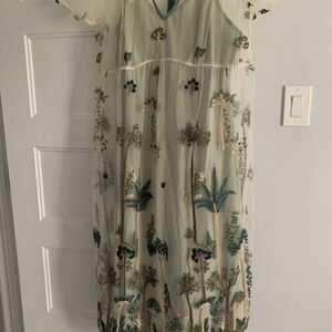 Sheer Dress with Tree Embroidery